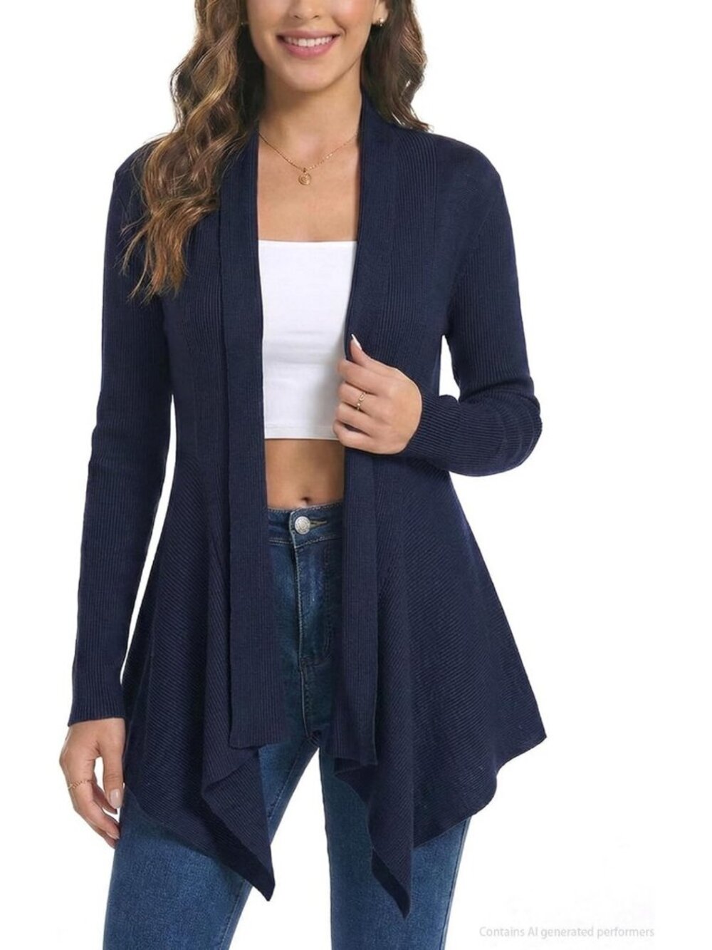 Cozy Open Front Draped Cardigan Sweater for Women | Ribbed Knit Layering Piece